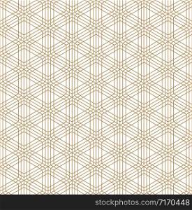 Seamless pattern based on Japanese ornament Kumiko.Golden silhouette with fine lines.. Seamless pattern based on Japanese ornament Kumiko