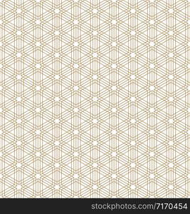 Seamless pattern based on Japanese ornament Kumiko.Golden silhouette with fine lines.. Seamless pattern based on Japanese ornament Kumiko