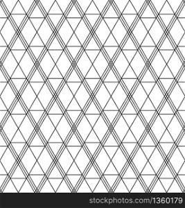 Seamless pattern based on japanese woodwork art.Black and white color.Great design for any purposes.Thin lines.Japanese style Kumiko.. Seamless pattern based on japanese woodwork art.Black and white color.