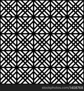 Seamless pattern based on japanese woodwork art.Black and white color.Great design for any purposes.Thick lines.Japanese style Kumiko.. Seamless pattern based on japanese woodwork art.Black and white color.