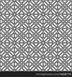 Seamless pattern based on japanese woodwork art.Black and white color.Great design for any purposes.Thick lines.Japanese style Kumiko.Double lines.. Seamless pattern based on japanese woodwork art.Black and white color.Double lines.