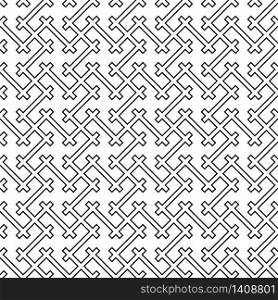 Seamless pattern based on japanese woodwork art.Black and white color.Great design for print, lasercutting, engraving.Japanese style Kumiko.Contoured lines.. Seamless pattern based on japanese woodwork art.Black and white color.