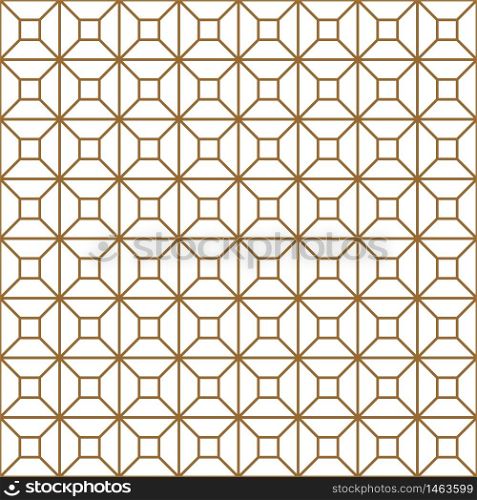Seamless pattern based on Kumiko ornament .Silhouette with average thickness lines.Suitable for laser cutting and design.. Seamless pattern based on Japanese ornament Kumiko.Golden color.