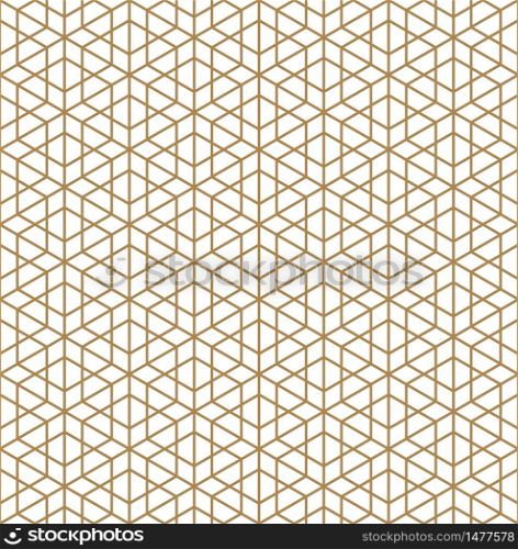 Seamless pattern based on Kumiko ornament .Silhouette with thick lines.Suitable for laser cutting and design.. Seamless pattern based on Japanese ornament Kumiko.Golden color.
