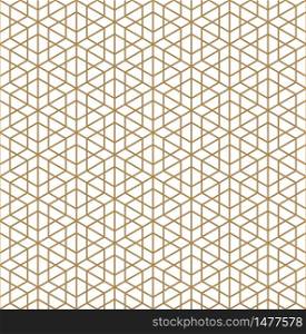 Seamless pattern based on Kumiko ornament .Silhouette with thick lines.Suitable for laser cutting and design.. Seamless pattern based on Japanese ornament Kumiko.Golden color.