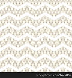 Seamless pattern based on Kumiko ornament .Silhouette with zigzag tape.Square frame.. Seamless pattern based on Japanese ornament Kumiko.Golden color.