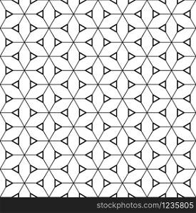 Seamless pattern.Based on Kumiko style.Black and white.Fine lines.. Seamless pattern based on Japanese geometric ornament Kumiko.