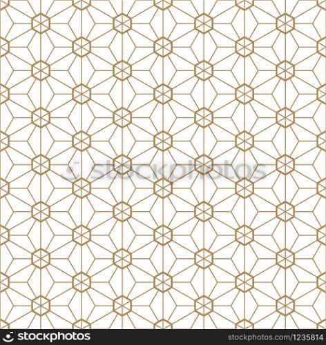 Seamless pattern.Based on Kumiko style, great design for any purposes. Japanese pattern background vector. Japanese traditional wall, shoji.Fine and average. Seamless japanese pattern Kumiko style in golden.