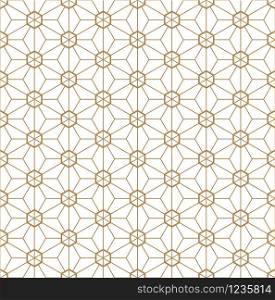 Seamless pattern.Based on Kumiko style, great design for any purposes. Japanese pattern background vector. Japanese traditional wall, shoji.Fine and average. Seamless japanese pattern Kumiko style in golden.