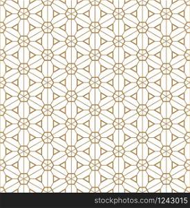 Seamless pattern.Based on Kumiko style, great design for any purposes. Japanese pattern background vector. Japanese traditional wall, shoji.Fine and average lines.. Seamless japanese pattern Kumiko style in golden.