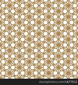 Seamless pattern based on ornament Kumiko.Silhouette with golden thick lines.. Seamless pattern based on ornament Kumiko.Golden color lines.