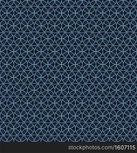 Seamless pattern blue circles geometric flower on dark background. You can use for fabric, scarf, etc. Vector illustration