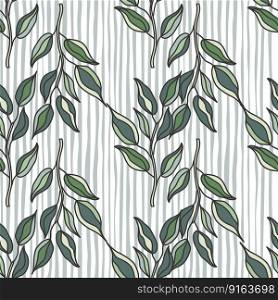Seamless pattern branches with leaves. Organic background. Decorative forest leaf endless wallpaper. Design for fabric, textile print, wrapping, cover. Vector illustration.. Seamless pattern branches with leaves. Organic background.