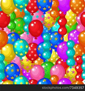Seamless pattern. Brightly colored balloons. Vector illustration.