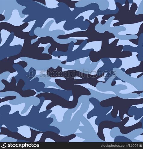 Seamless pattern camouflage background. Vector print in dark navy blue colors. Seamless pattern camouflage abstraction print factory vector