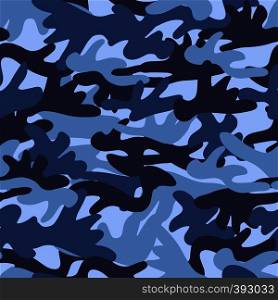 Seamless pattern camouflage background. Vector print in dark navy blue colors. Seamless pattern camouflage abstraction print factory vector