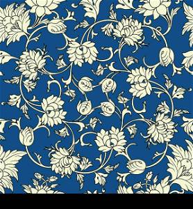 Seamless pattern chinese and white elements in blue background