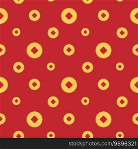Seamless pattern chinese gold coins. Vector cartoon illustration . Seamless pattern chinese gold coins. Vector cartoon