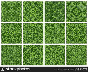 Seamless pattern collection. Set of 12 ornamental seamless wallpaper pattern