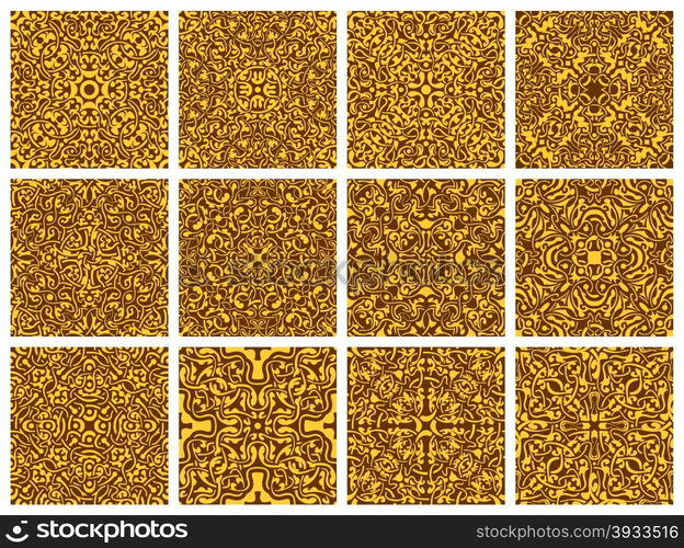 Seamless pattern collection. Set of 12 simple seamless wallpaper pattern