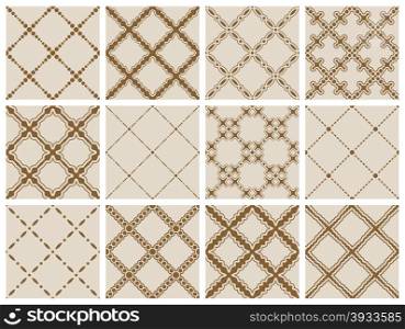 Seamless pattern collection. Set of 12 simple seamless wallpaper pattern