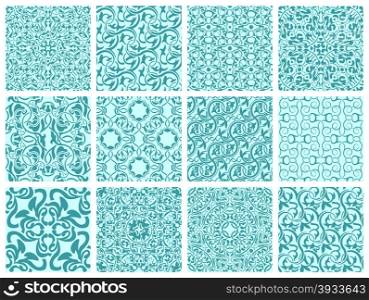 Seamless pattern collection. Set of 12 simple seamless wallpaper pattern