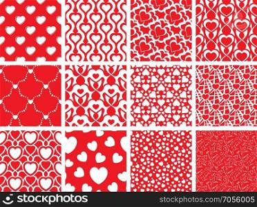 Seamless pattern collection. Set of 12 valentine day seamless wallpaper pattern