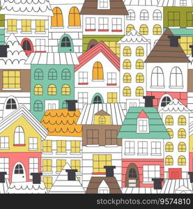 Seamless pattern coloring houses vector image