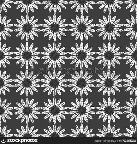 Seamless pattern composed of circular repetitive flowers.