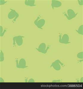 Seamless pattern composed of silhouettes of little snails that are located in the mess