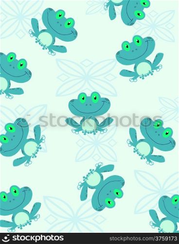 Seamless Pattern Cute Frog