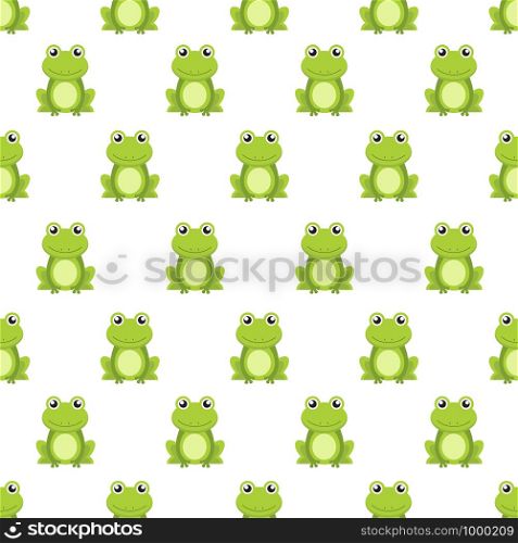 Seamless pattern cute green frog cartoon character isolated on white background