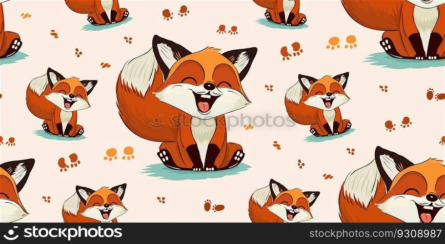 Seamless pattern Cute little fox pattern vector EPS. Cute little fox pattern