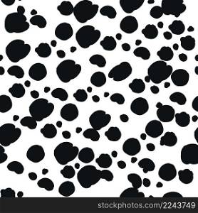 Seamless  pattern dalmatian fur animal print.Animal skin template. Random bovine or cow spots hand drawn design.