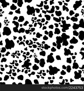 Seamless pattern dalmatian fur animal print.Animal skin template. Random bovine or cow spots hand drawn design.