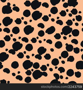 Seamless pattern dalmatian fur animal print.Animal skin template. Random bovine or cow spots hand drawn design.