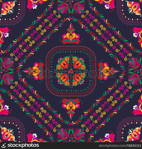 Seamless pattern design inspired by traditional Hungarian embroidery