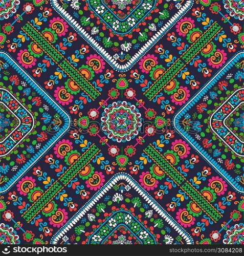 Seamless pattern design inspired by traditional Hungarian embroidery