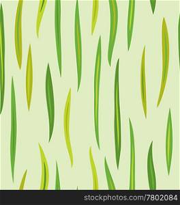 Seamless pattern design of long leafs in different tone of green.