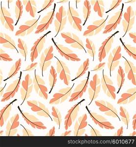 Seamless pattern design with bohemian hand drawn feathers, vector illustration