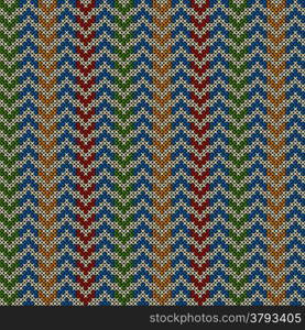 Seamless pattern design with knitted motif in colors