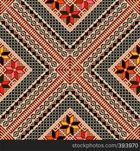 Seamless pattern design with traditional Palestinian embroidery motif