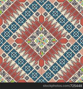Seamless pattern design with traditional Palestinian embroidery motif