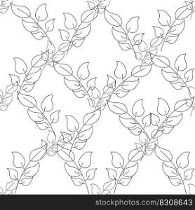 Seamless pattern elegant abstract branches drawn by one line. Vintage Pattern. Geometric ornament. Use for wallpaper, print packaging paper, textiles. Vector illustration.