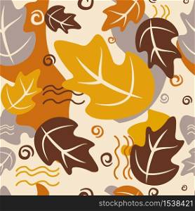Seamless pattern fall leaves of dry autumn oak. Autumn background with geometric elements, scrapbook, wallpaper, texture.. Seamless pattern fall leaves of dry autumn oak.