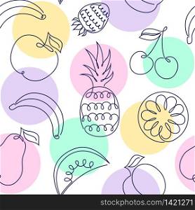 Seamless pattern fith fruits and circles on white background.. pattern fith fruits