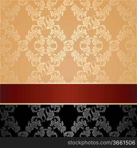 Seamless pattern, floral decorative background, maroon ribbon