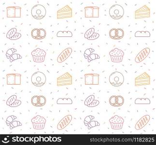 Seamless pattern for bakery with colored line icons, vector eps10 illustration. Bakery - Seamless Pattern