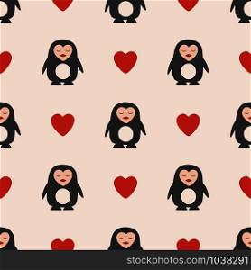 Seamless pattern for children with penguin. Pastel colors. For printing on paper and fabric. Vector illustration. Seamless pattern for children