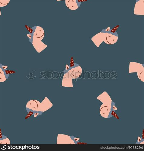 Seamless pattern for children with unicorn. Pastel colors. For printing on paper and fabric. Vector illustration. Seamless pattern for children